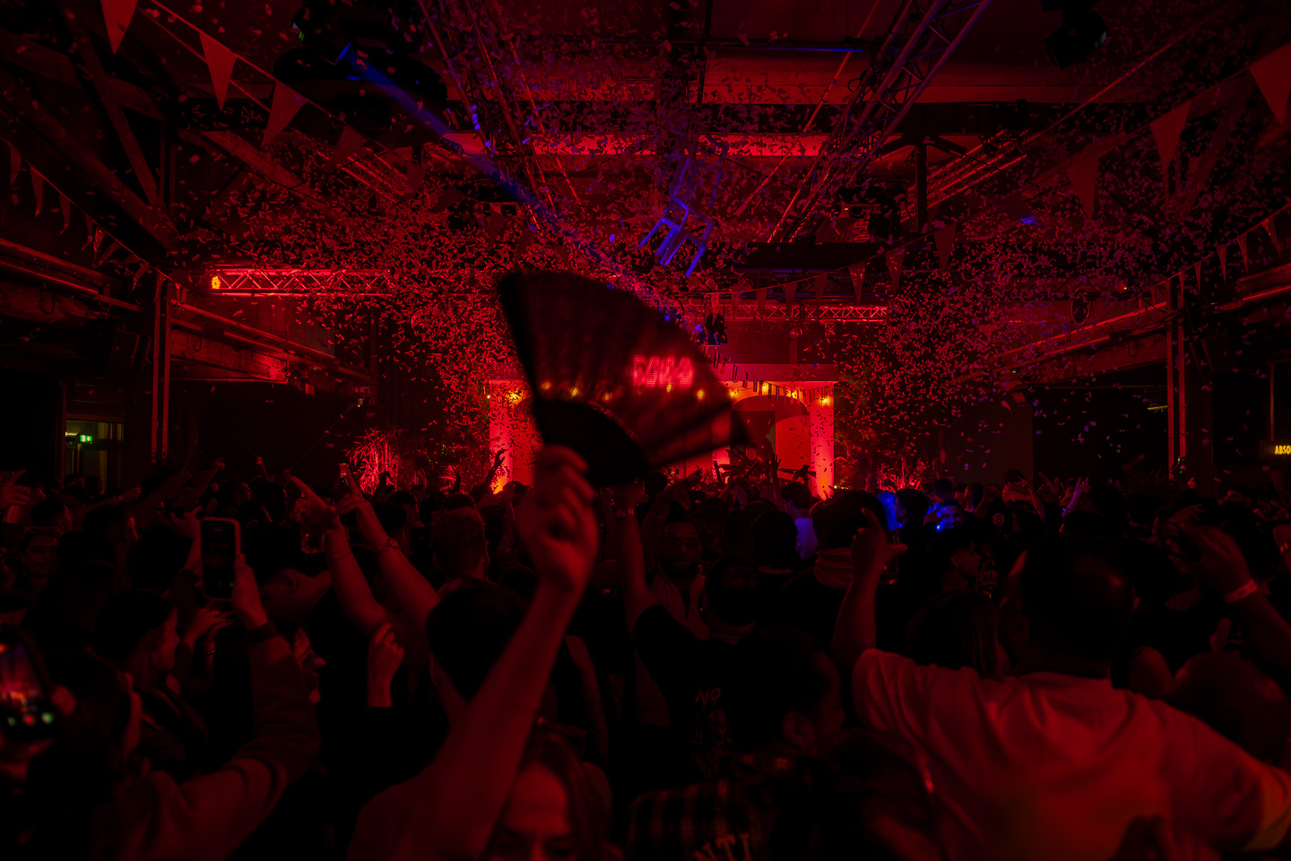 Red confetti crowd moment