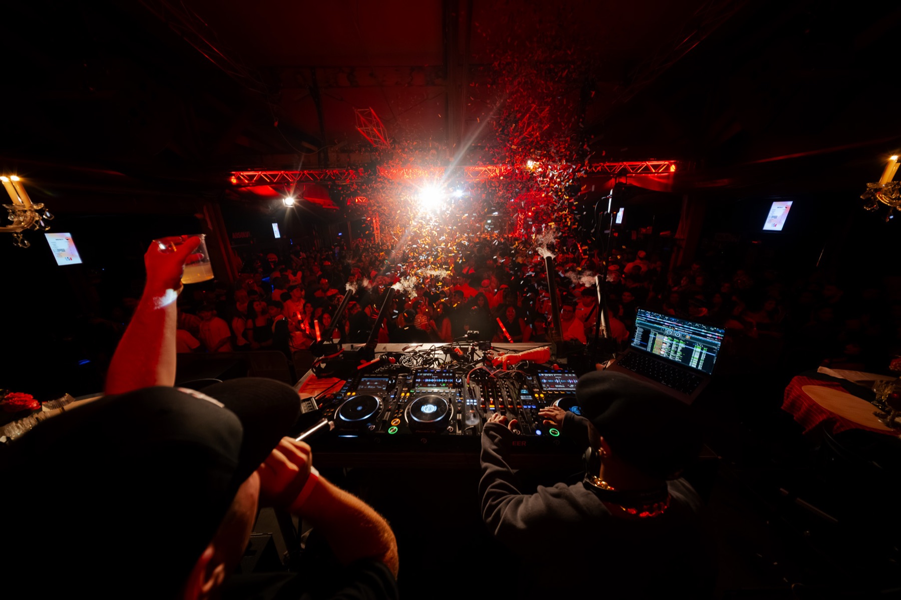 The full room dancing at the Latin Halloween